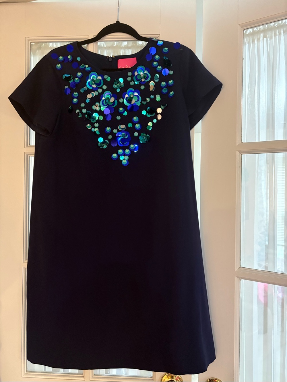 Lilly Pulitzer Navy Shift Dress with Blue Sequin FAccents